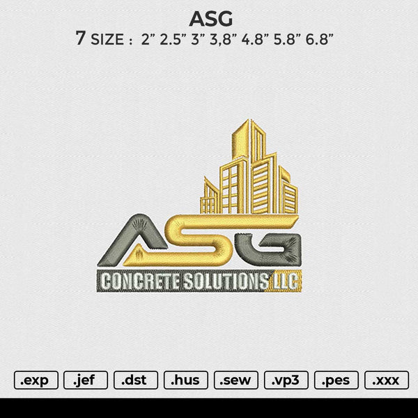 ASG Embroidery File 6 size