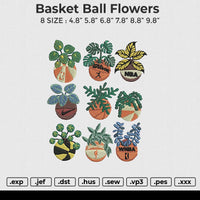 Basket ball flowers Embroidery File 6 size
