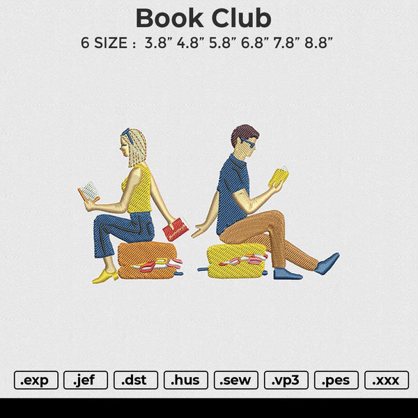 Book Club Embroidery File 6 size