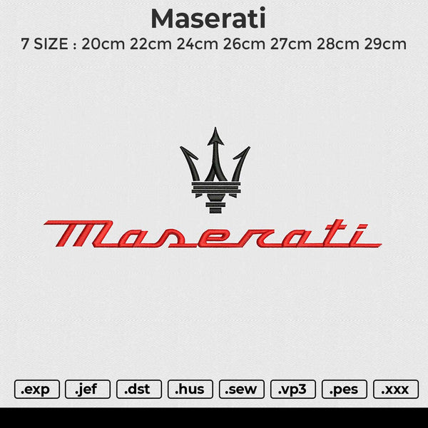 Maserati Embroidery File 6 size