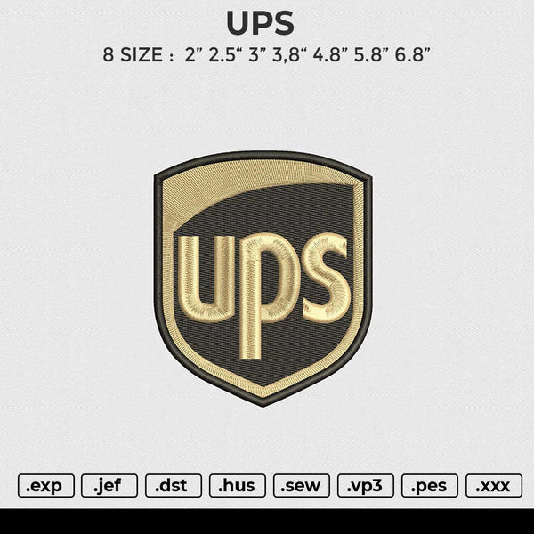 UPS Logo Embroidery File 6 size
